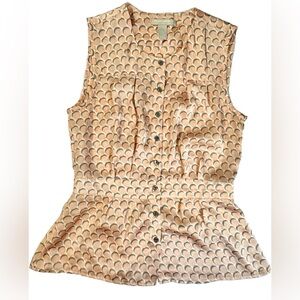 Banana Republic Peach & Gray Sleeveless Button Up Tank Top Blouse Classic Size 4